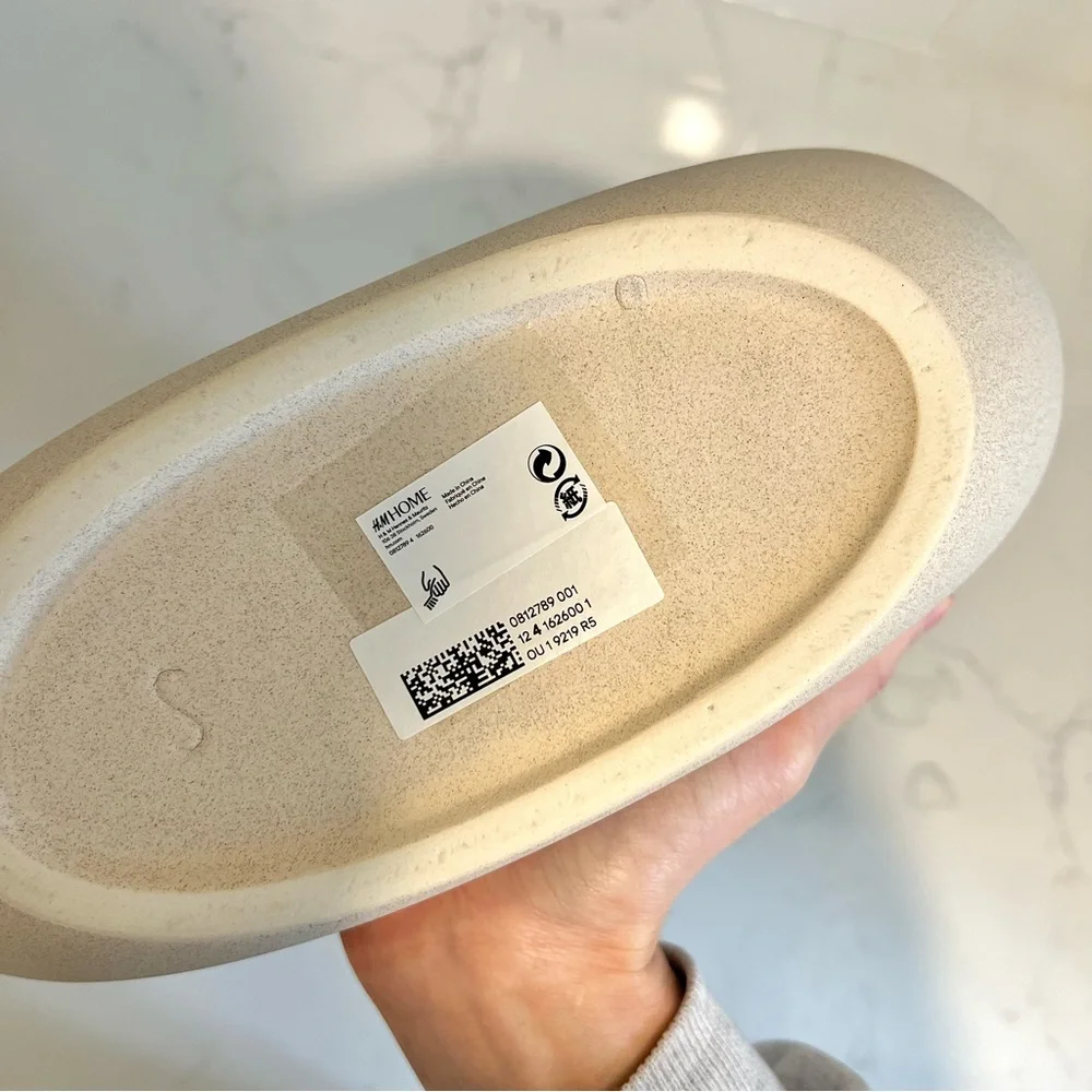 H&M Home Large 100% Ceramic Donut Vase Round Decorative Cream Light Beige